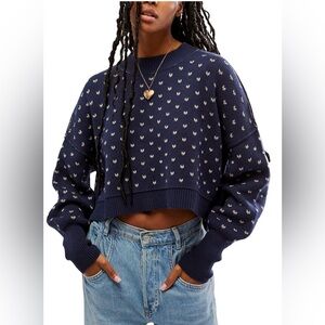 NWT Free People Pattern Easy Street Cropped Sweater - Women's